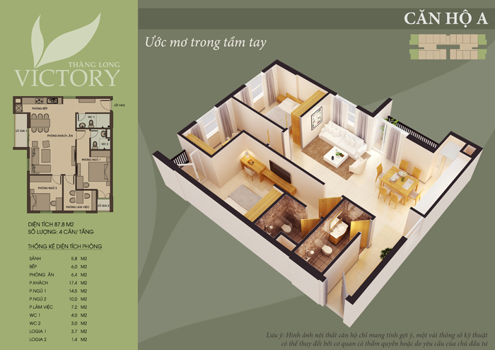 Căn 3 ngủ thăng long victory